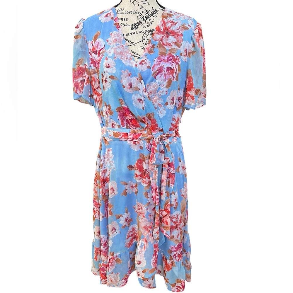 London Times Floral Wrap Dress